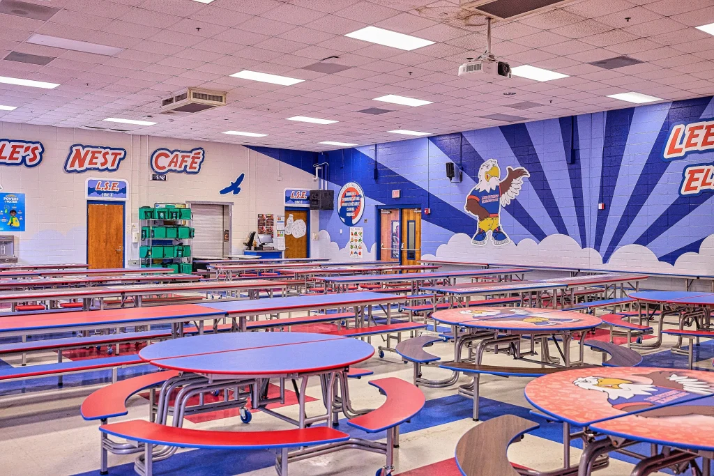 school cafeteria redesign table layout